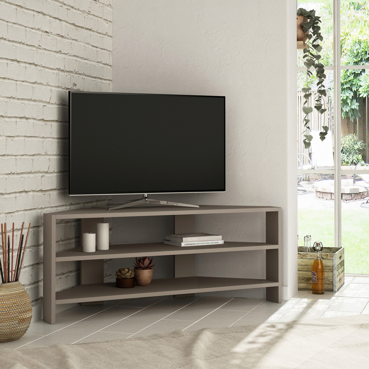 Comoda TV, Hanah Home, Thales Corner, 114x45x36 cm, Mocha - imagine 4